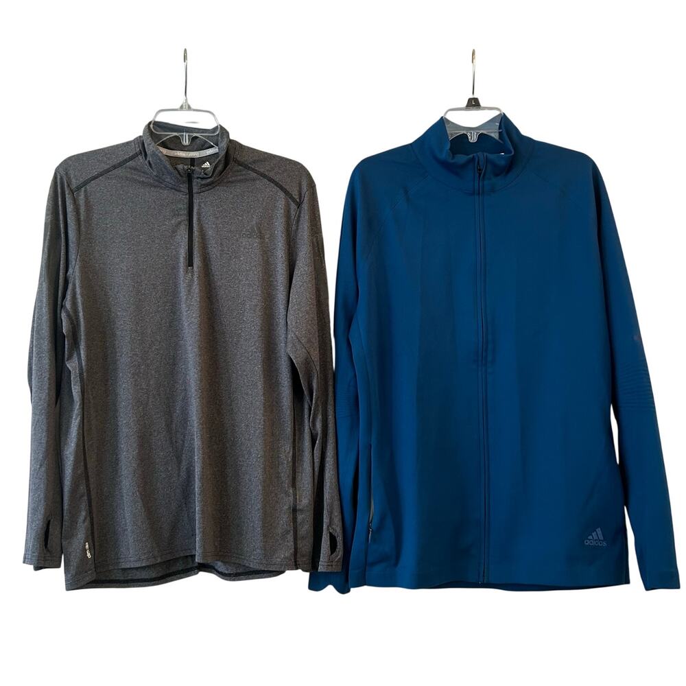 ADIDAS Set of 2 Men's Activewear Running Jacket Sweater 1/4 Zip Full Zip Large